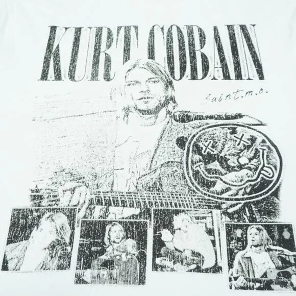 Kurt Cobain And Nirvana Commemorative White Short Sleeve T Shirt